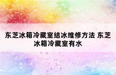 东芝冰箱冷藏室结冰维修方法 东芝冰箱冷藏室有水